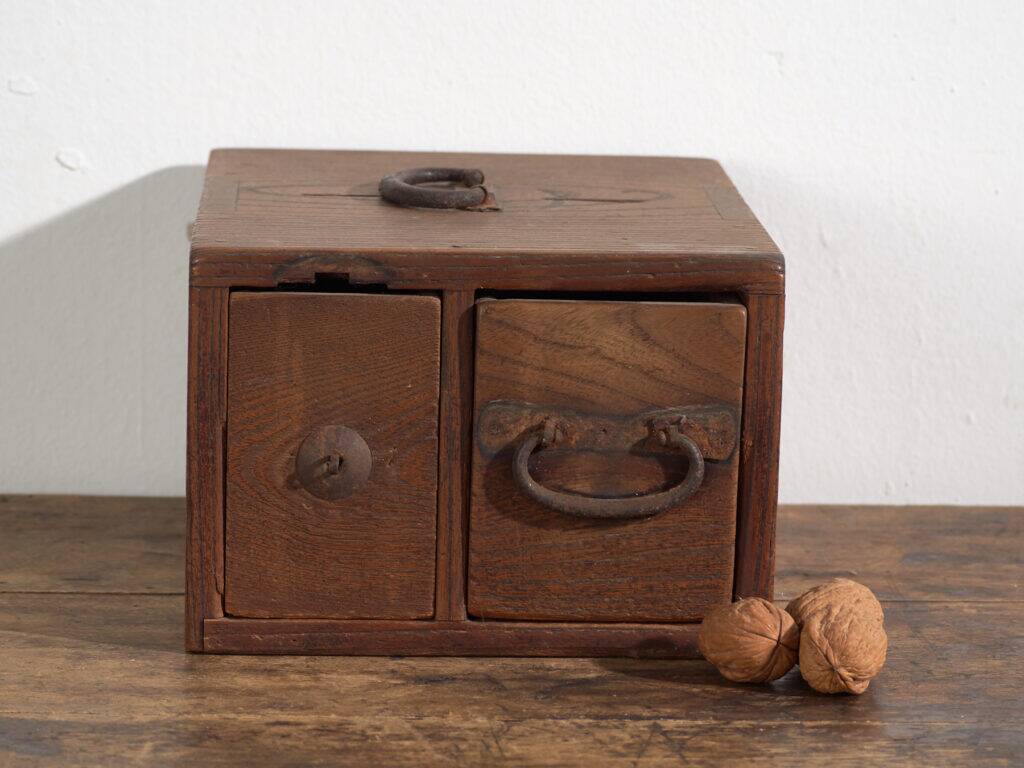 Antique Japanese box with wooden drawer – Meiji–Taishō period (c. 1890–1920)