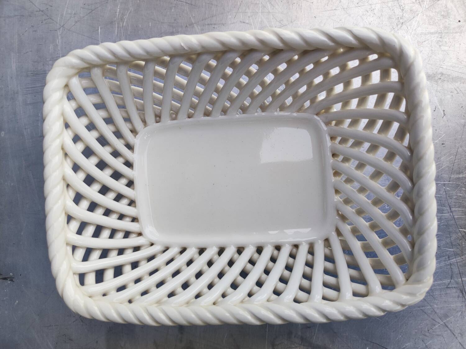 Vintage basket, woven ceramic fruit bowl