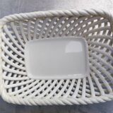 Vintage basket, woven ceramic fruit bowl