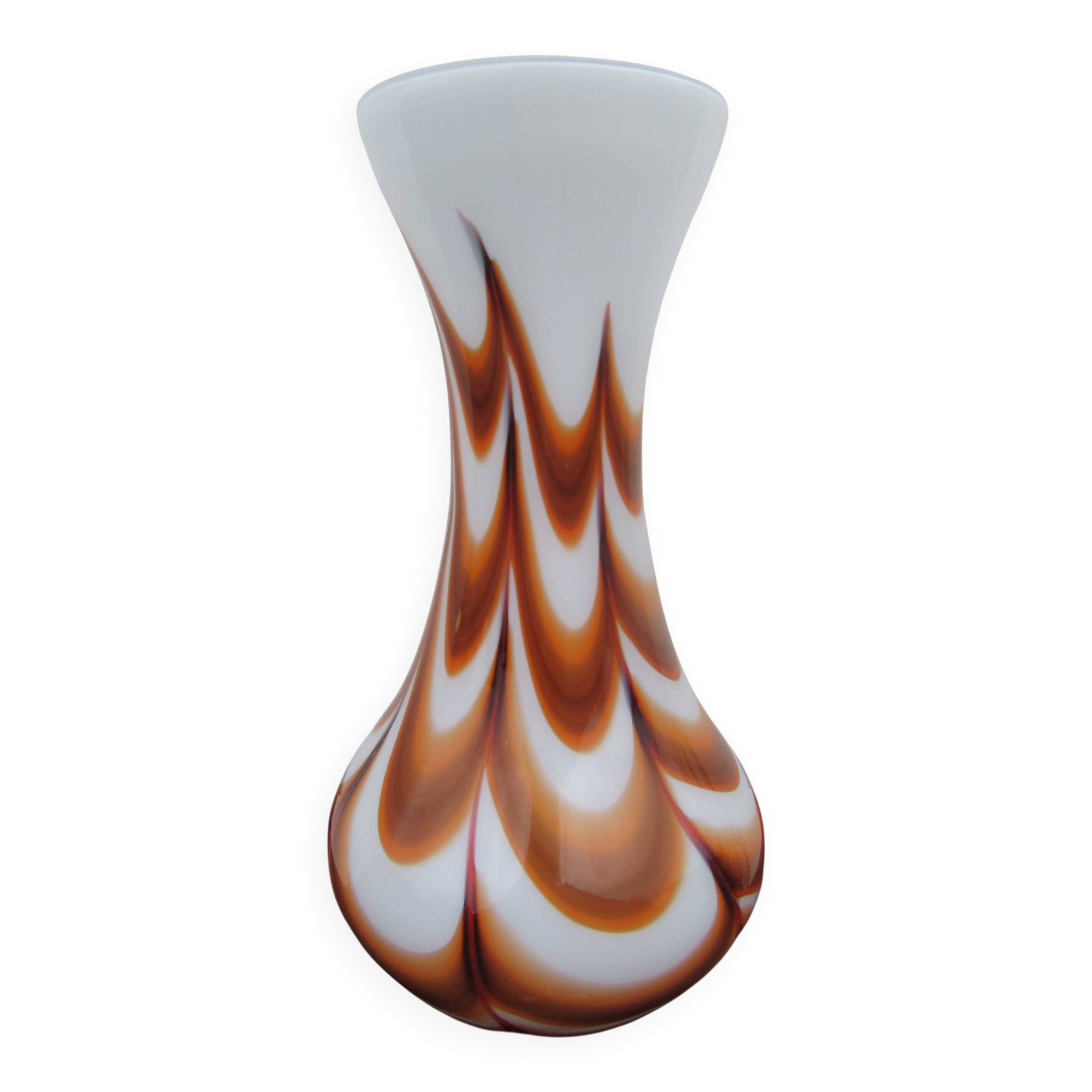vintage orange and white Florentine opaline vase