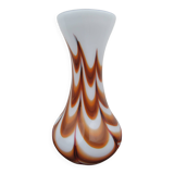 Vase vintage en opaline florentine orange et blanche