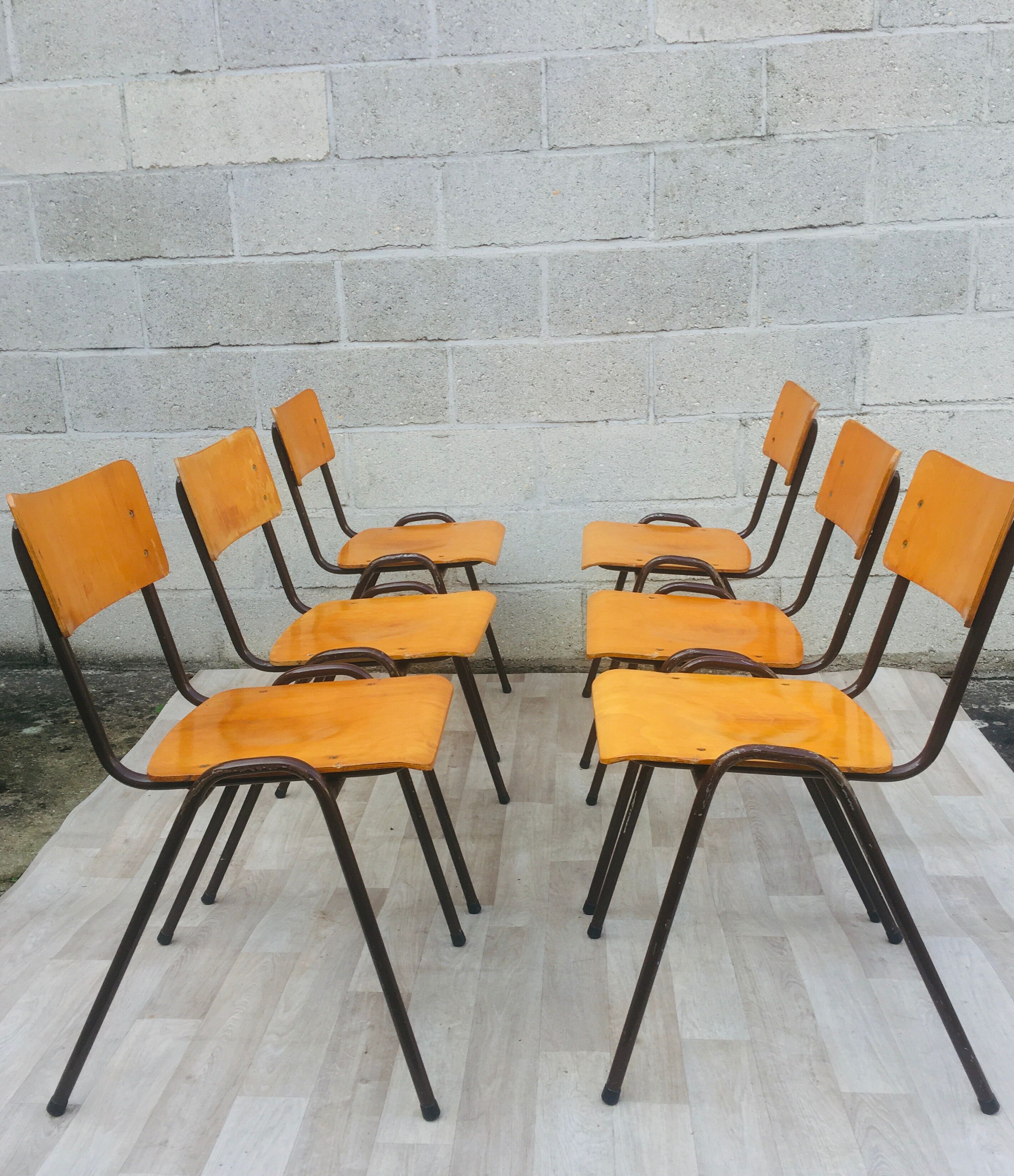 Set of 6 retro chairs in Vervoort wood