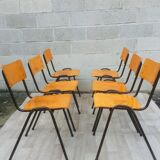 Set of 6 retro chairs in Vervoort wood