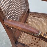 Louis XV Regency cane armchair leather armrests decorated with shell