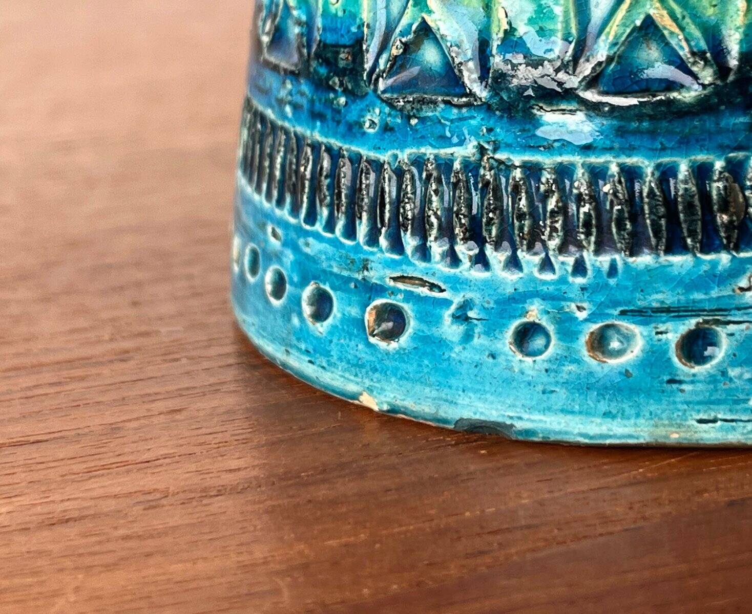 Rimini Blue Candle Holder in Mid-Century Ceramic by Aldo Londi for Bitossi, Italy, 1960s