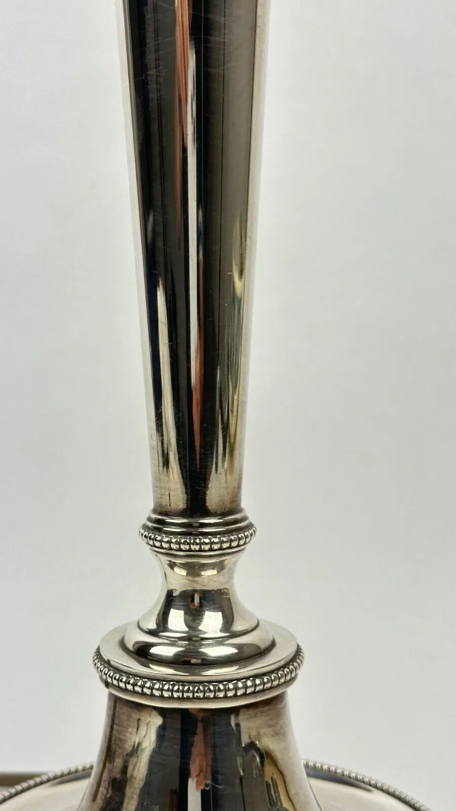 Silver-plated bronze lamp base, candlestick converted into a lamp, H. 53.5 cm