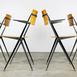 Vintage Pyramid chairs with armrests by Wim Rietveld