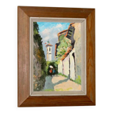 Swedish oil painting on panel "Morcote" – vintage and framed