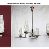 Mid Century Modern chandelier and collectible vintage lamp set