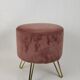 Tabouret pouf & repose pieds velours saumon