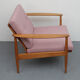 Scandinavian pink armchair in beech wood - 1960s