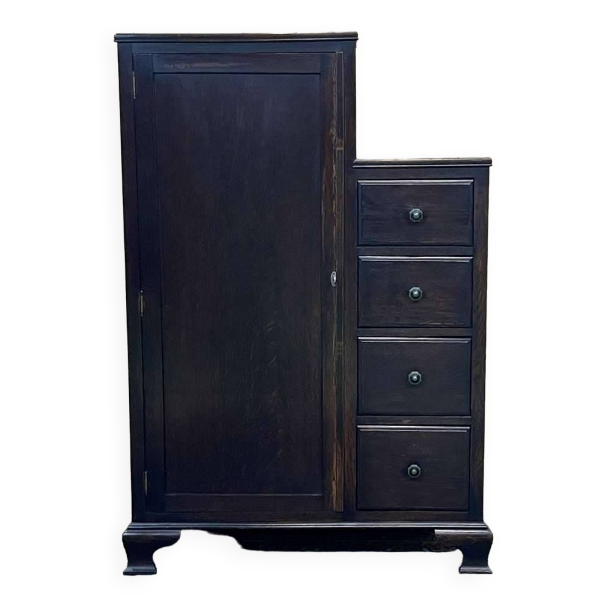 English oak wardrobe with drawers from the 1950s