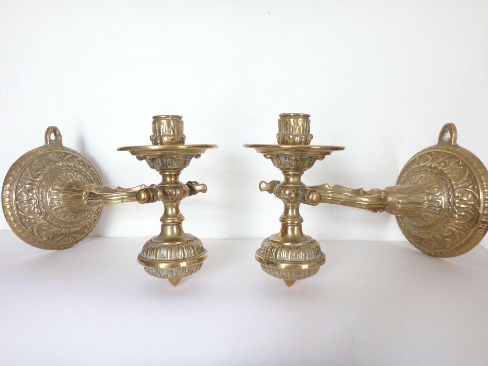 Former pair of gilded bronze candlesticks for boat around 1940