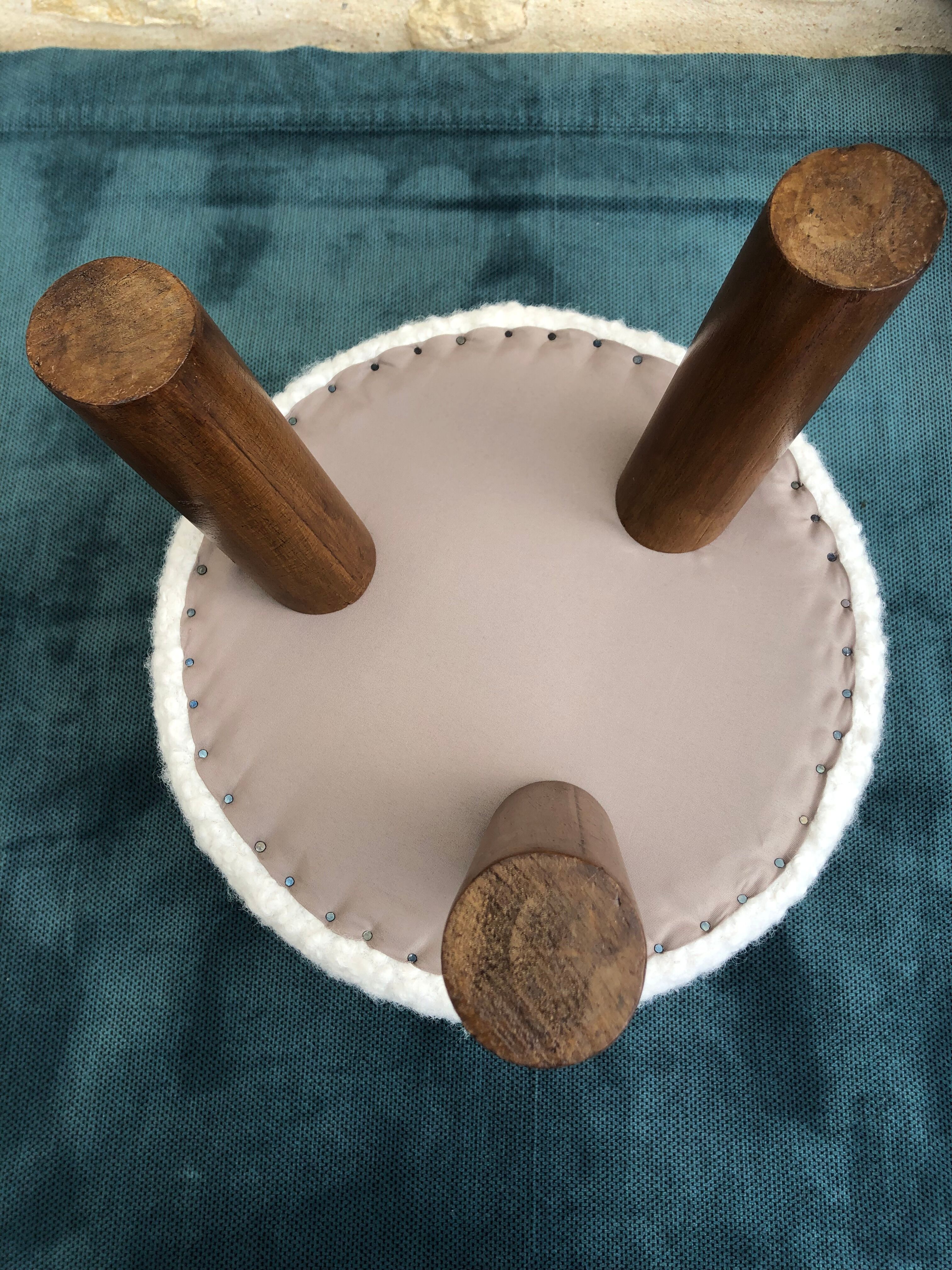 Round pouf retro loop ecru