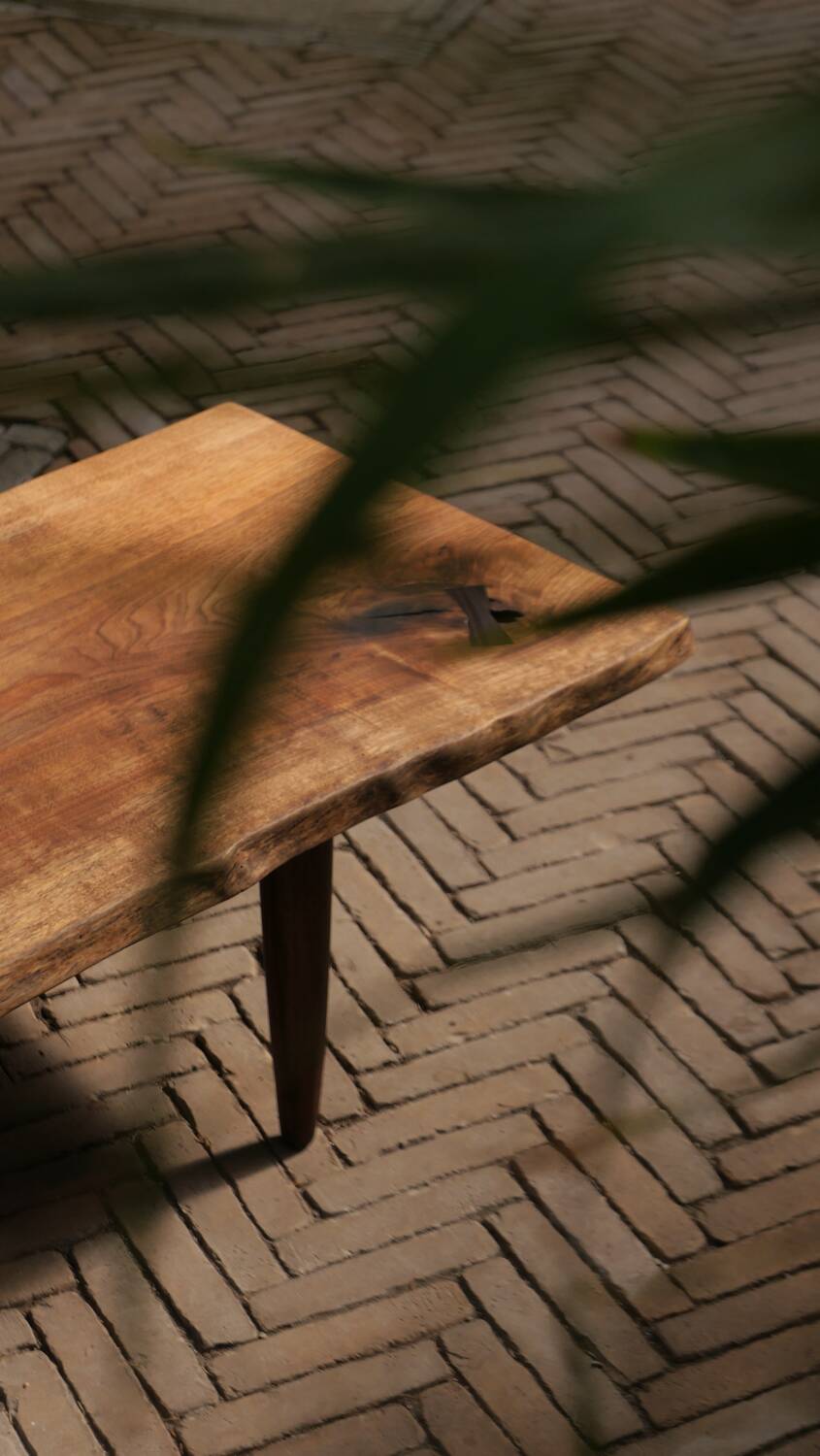 70s walnut coffee table