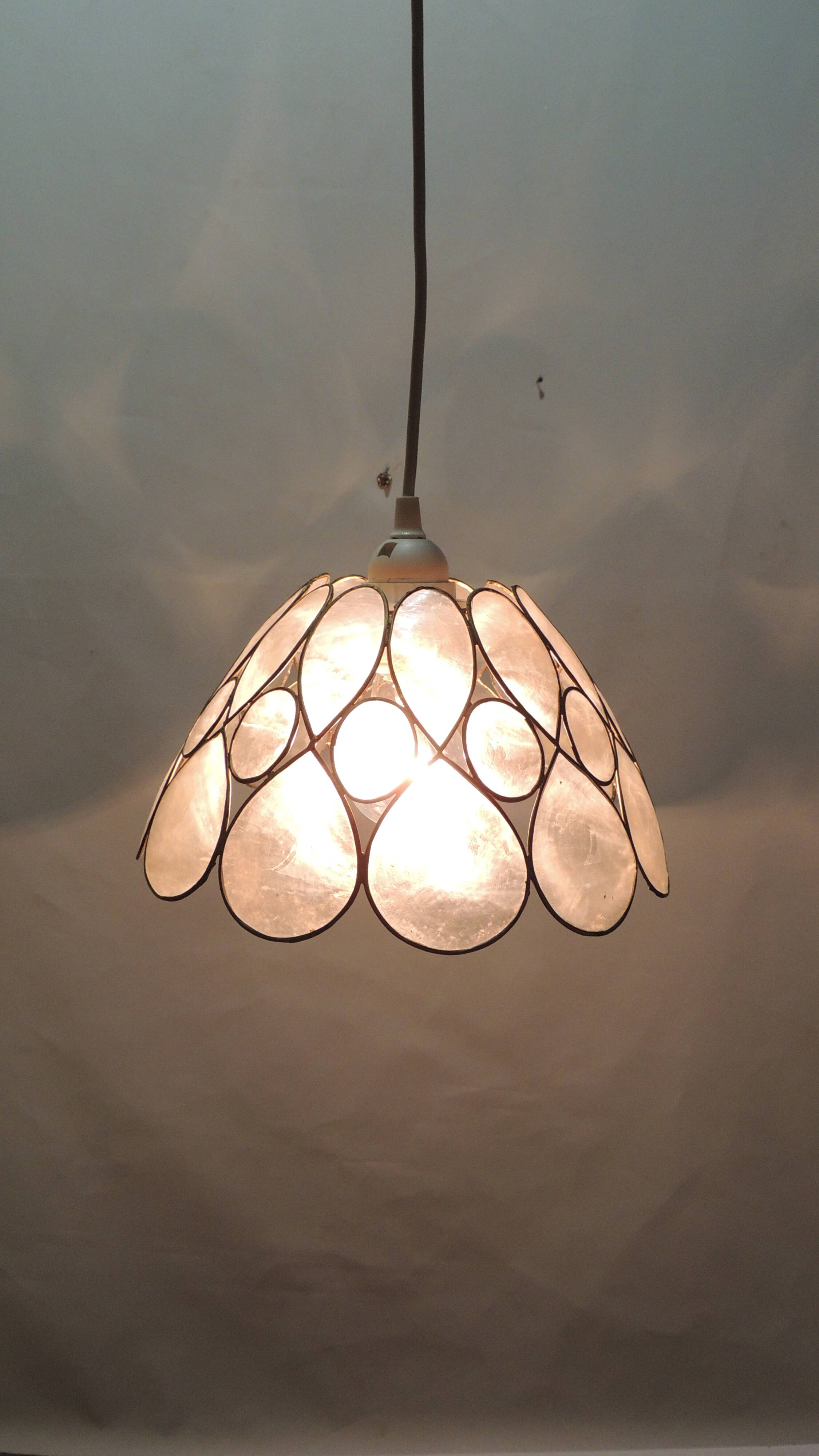 Vintage 1970s shell pendant lamp ceiling light lampshade