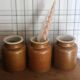 3 vases vintage en grès, intérieur vernissé