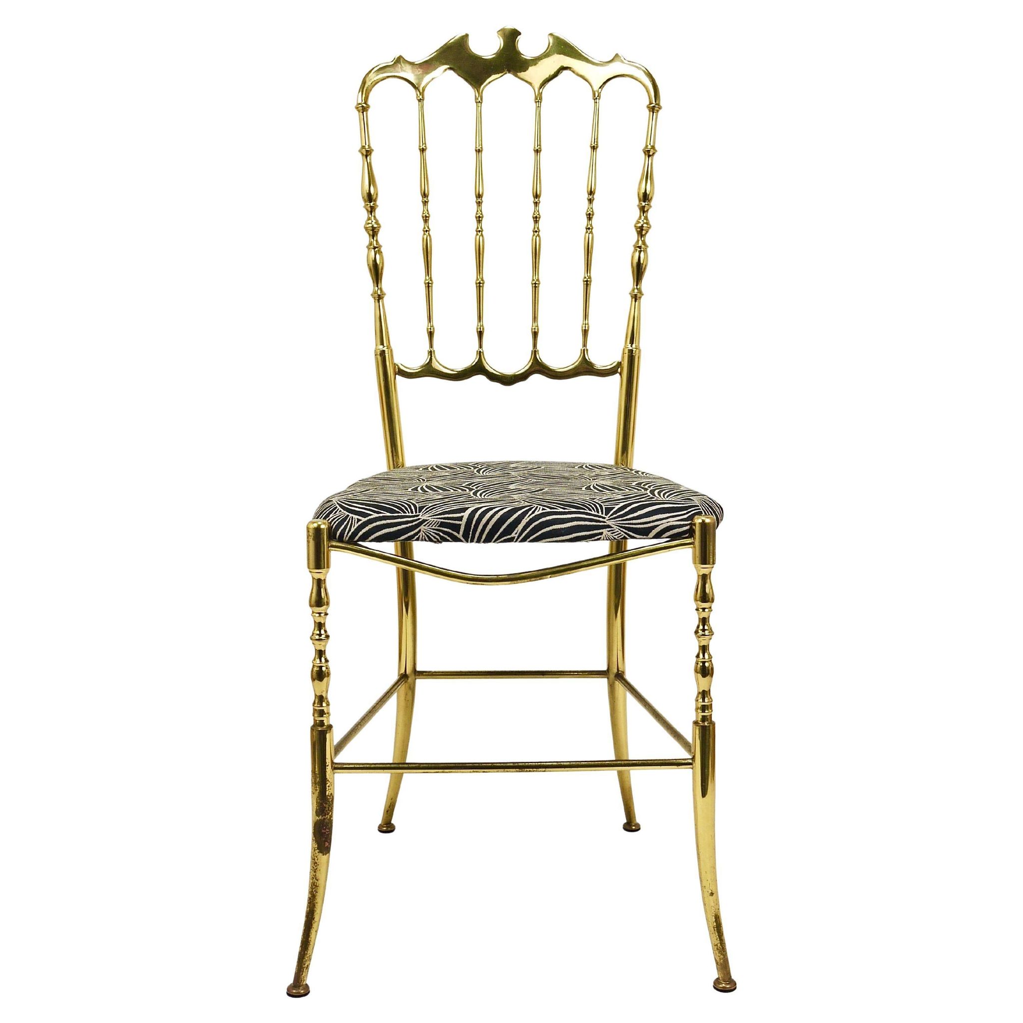 Mid-Century Chiavari Chair in Brass by Giuseppe Gaetano Descalzi, Italy, 1950s