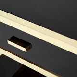 Paire de tables de chevet laquées laiton par Michel Pigneres 1970