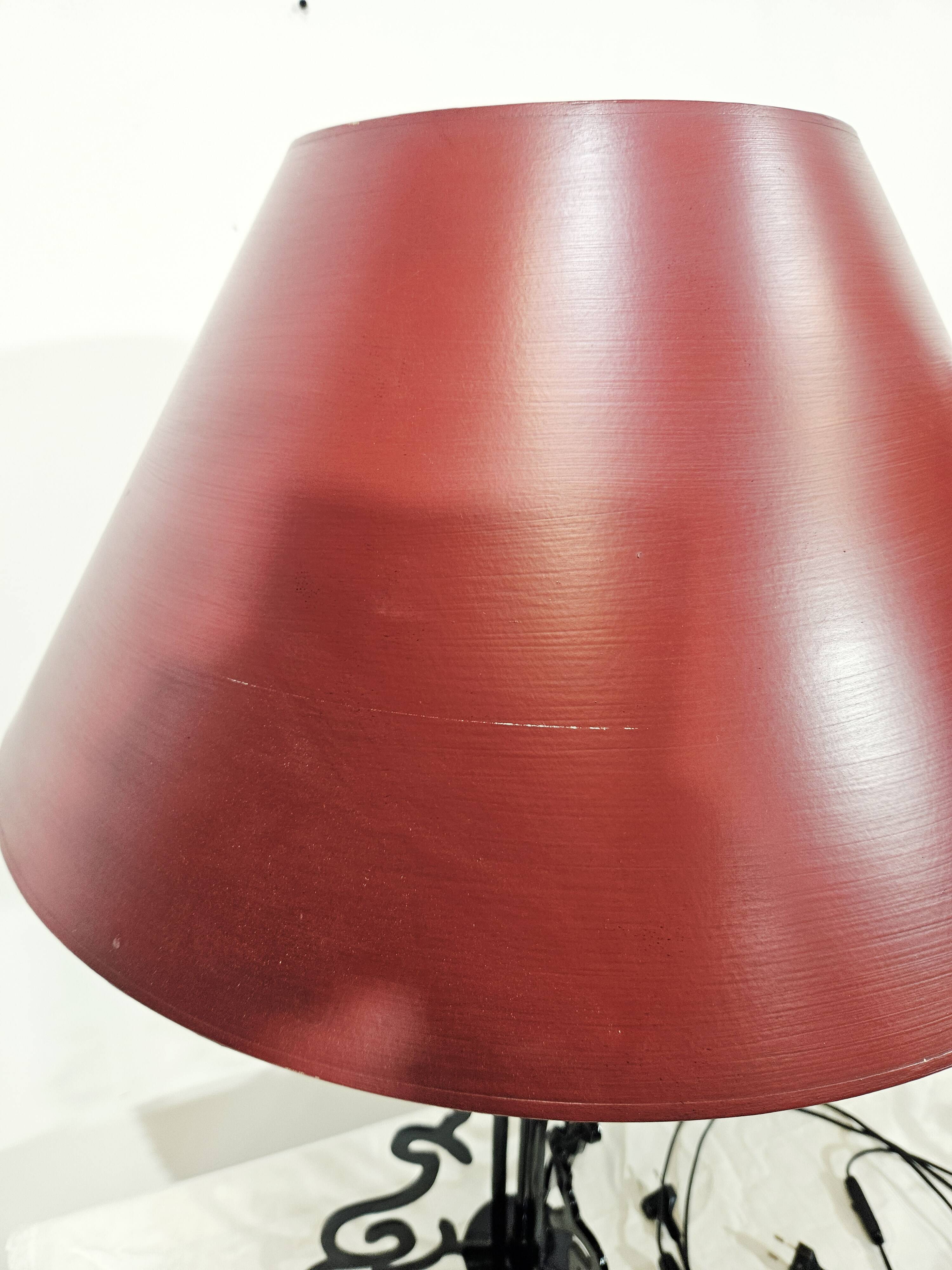 Paire Unique de Lampes de Table/Art Déco/Vintage – Bourgogne et Or/Années 1980
