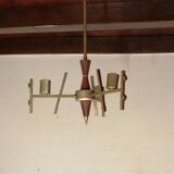 Golden chandelier and glass plates, art deco, vintage style Strangfeld und Gregor Radeberg Dresden 1950