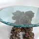 Vintage Italian wood and glass coffee table from 70s