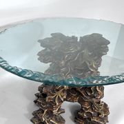 Vintage Italian wood and glass coffee table from 70s