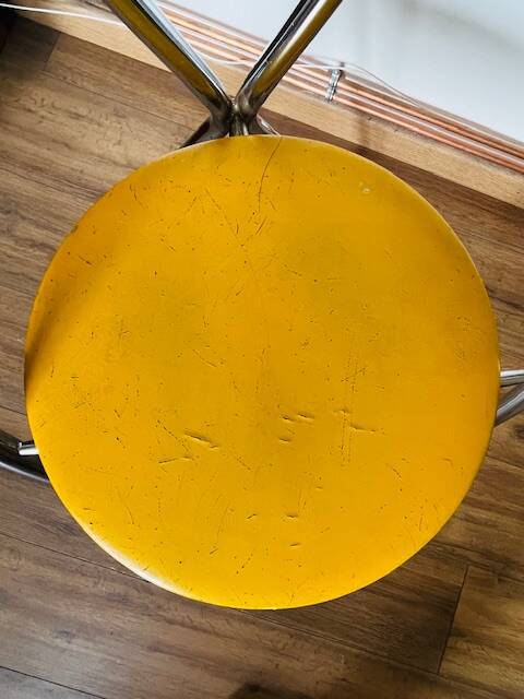 Yamakado chair, chrome and yellow skai