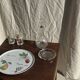 Cendrier vintage en verre moulé en forme de fleur D14 H2,5