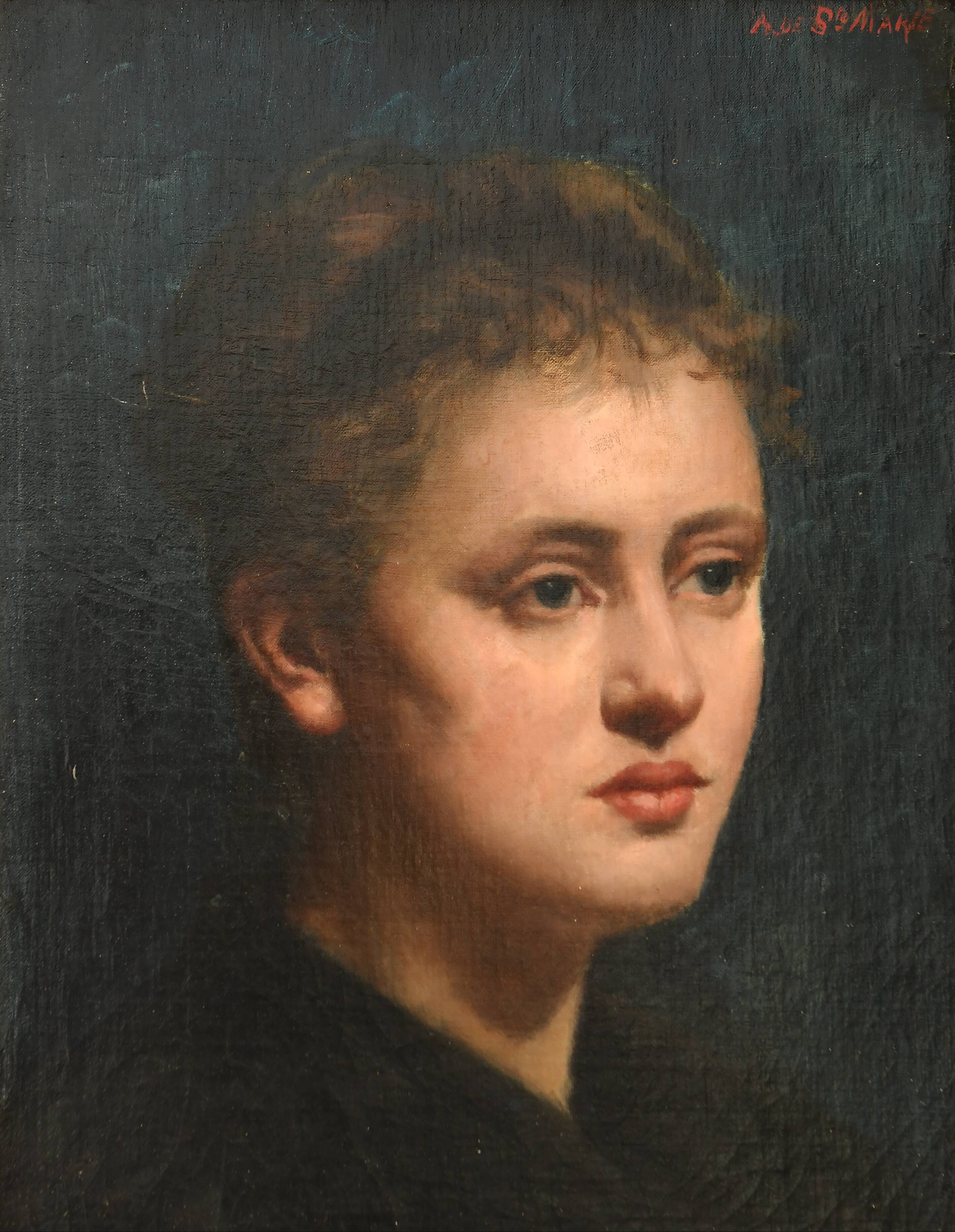 Oil on canvas portrait of a young woman