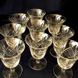 Set of 7 St-Louis crystal red wine glasses