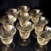 Set of 7 St-Louis crystal red wine glasses
