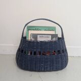 Blue wicker basket
