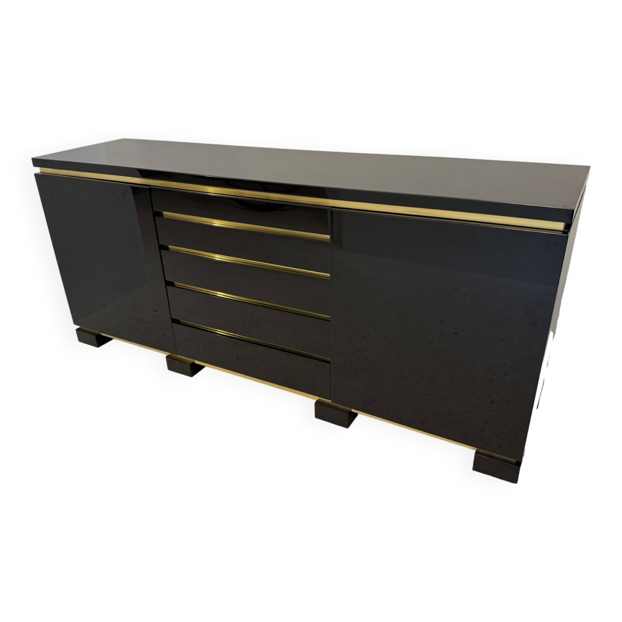 Black lacquered and brass sideboard, 1970s
