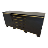 Buffet laqué noir et laiton, 1970s