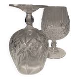 2 crystal cognac glasses