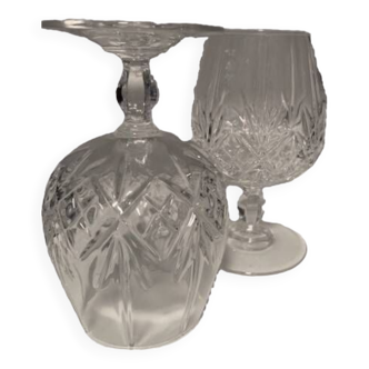 2 crystal cognac glasses