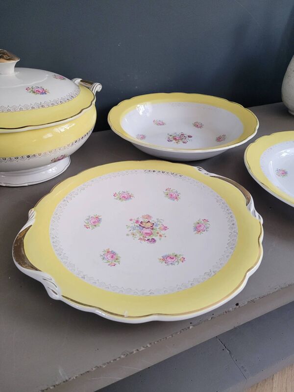 Soupière et 3 plats Digoin & Sarreguemines modèle Graziella - Ref 921