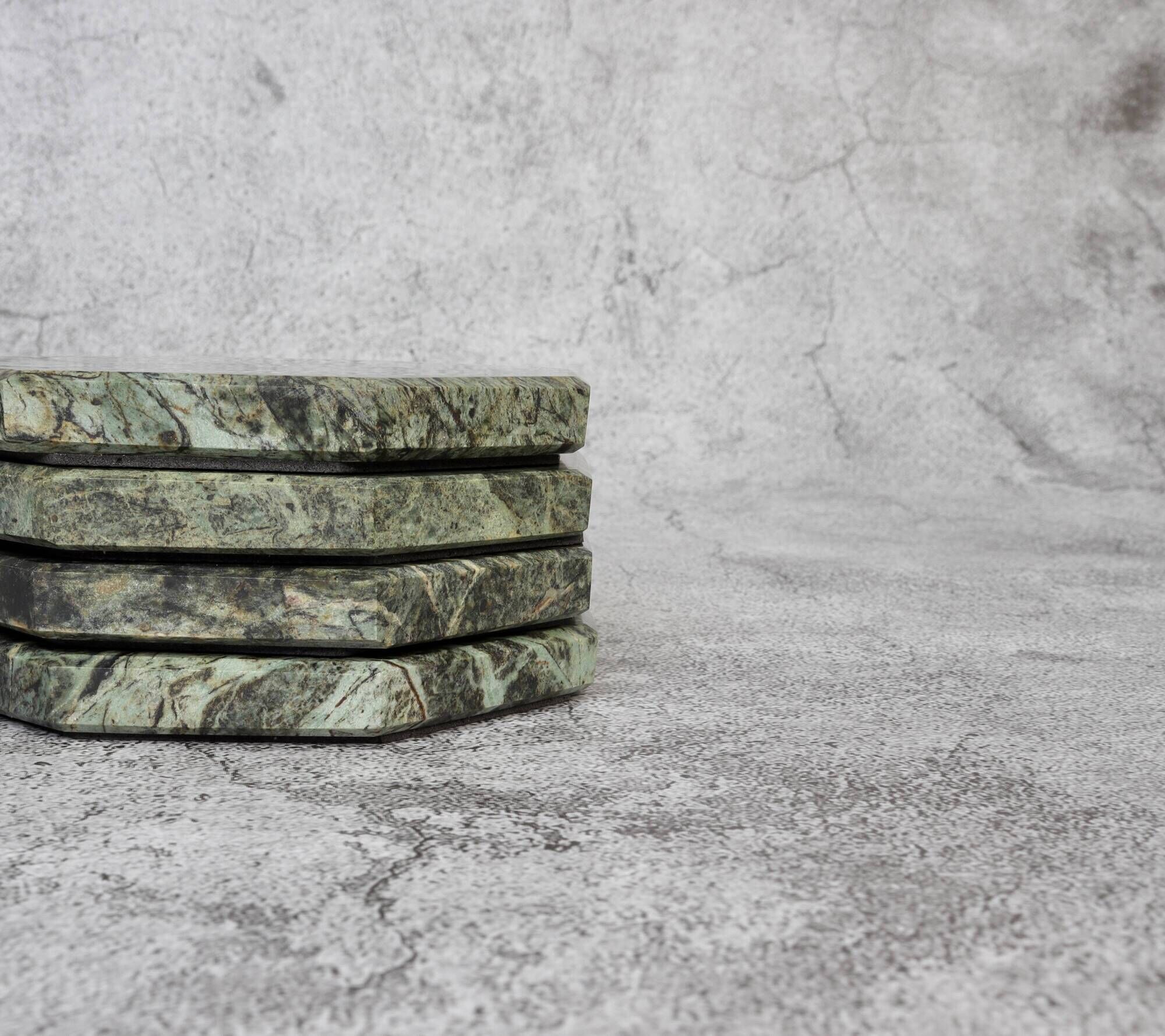 Angelo – Indian Green Octagonal Natural Marble Coasters - set of 4