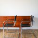 Ensemble de 4 fauteuils tubulaires en croute de cuir Cantilever chrome et Noir, dans le goût de Mart Stam, 1970