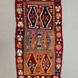 Vintage Turkish Mini Kilim 93x49 cm Wool Small Kelim Runner, shabby Chic