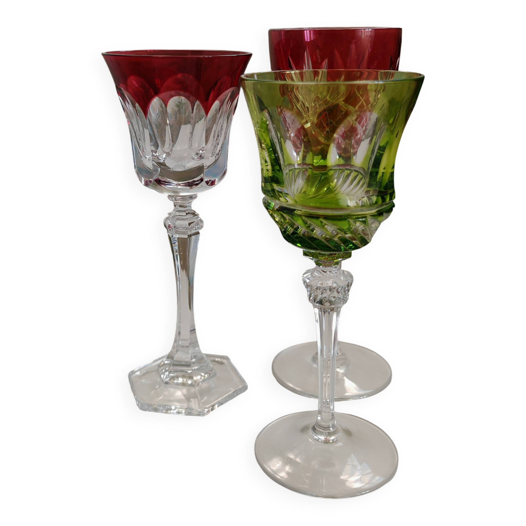 Verres: 1 Saint Louis, 1 Baccarat and 1 Bohème.