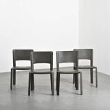 Set of four leather chairs for Cidue, circa 1970