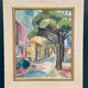 Huile sur toile originale suédoise – « Rue urbaine » par Ingrid Hedman Koppang