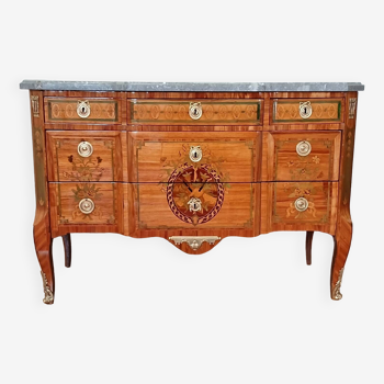 Louis XV-Louis XVI Transition Period Commode with Projection Attributed to Louis AUBRY