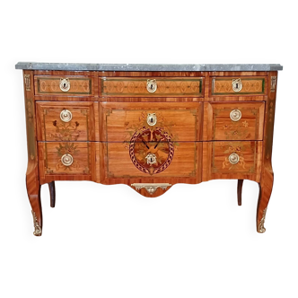 Louis XV-Louis XVI Transition Period Commode with Projection Attributed to Louis AUBRY