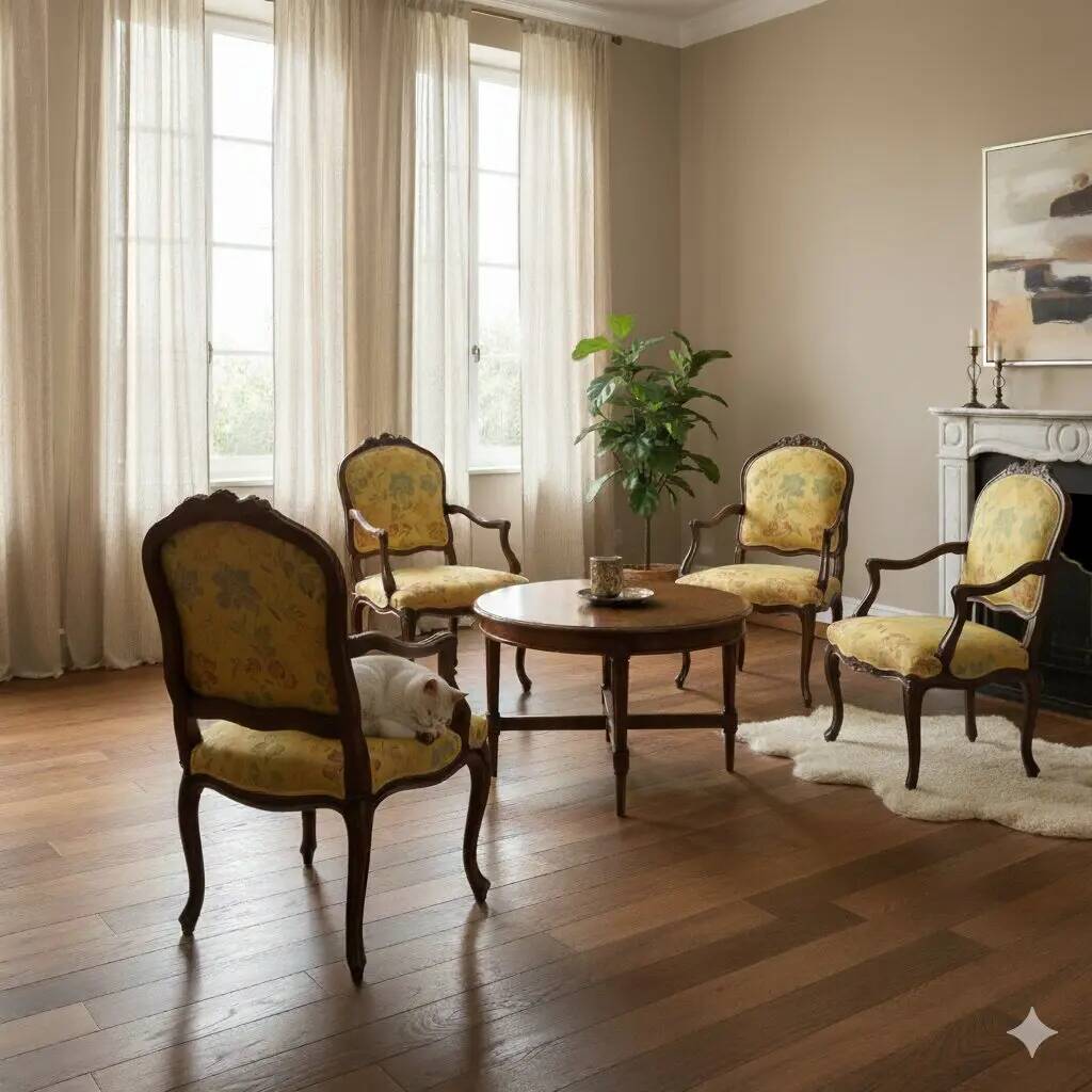 Fauteuils anciens style baroque en noyer sculpté XIX-XX siècle