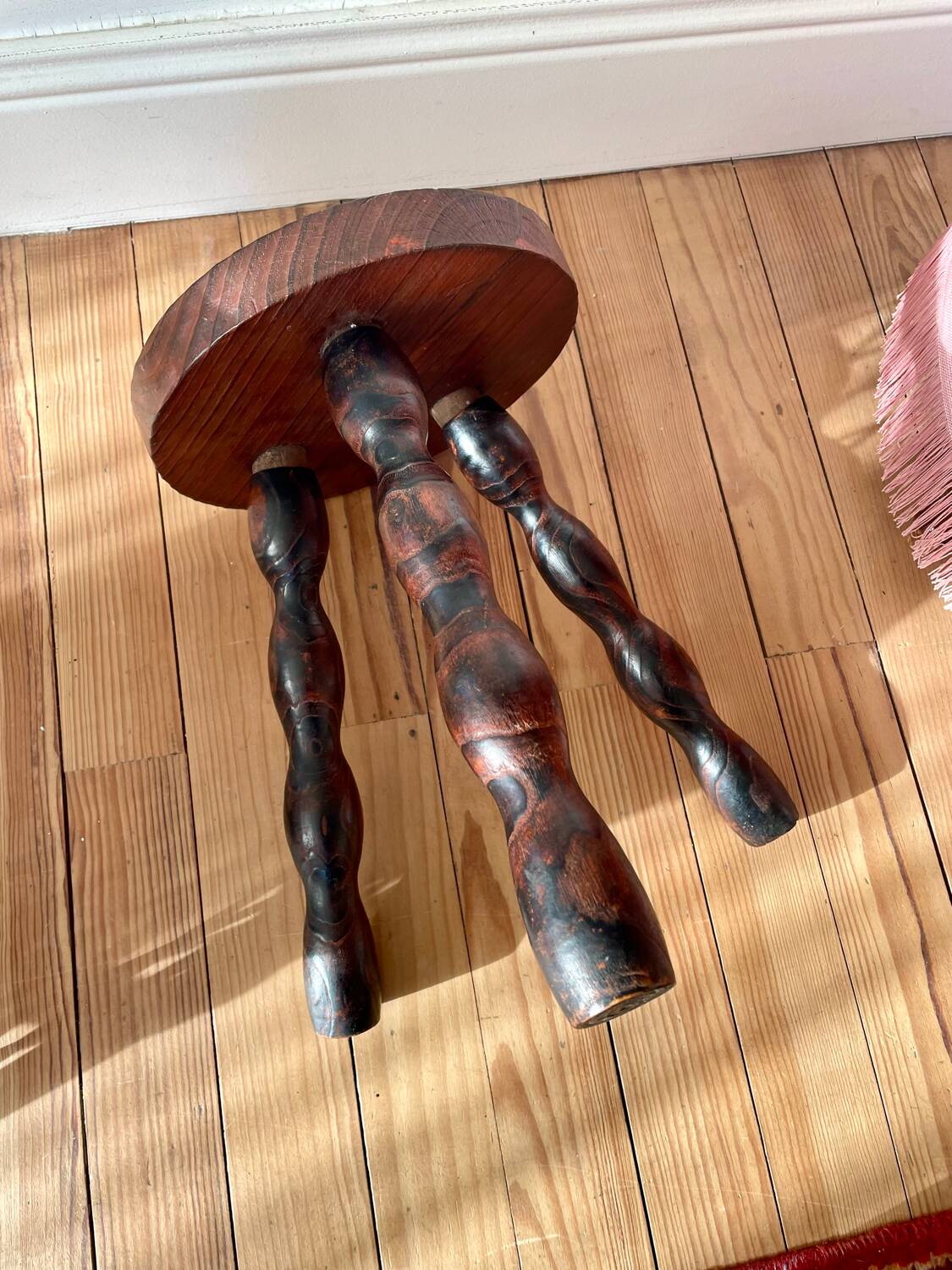 Vintage wooden tripod stool