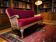 Vintage red wine baroque armchair/sofa/lounge with caning