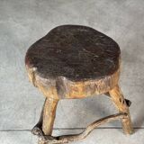 Late 19th Century Rustic Alpine Stool from Valle d'Aosta, Italy